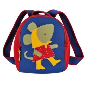 DABBAWALLA BAGS MISS MOUSE PRESCHOOL TODDLER BACKPACK  RED/BLUE/YELLOW 9" PANEL